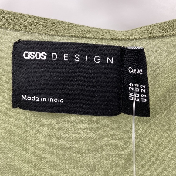 ASOS DESIGN Khaki Curve Soft All Over Embroidered Maxi Dress Size 22 - Picture 8 of 13